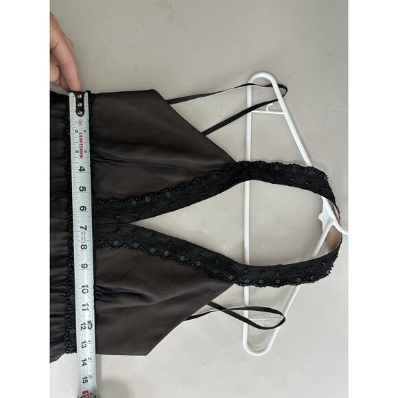 Y2K Babydoll Halter Dress Maxi Witchy Tiered Sequin BCBG Size 4 Black Whimsy - Picture 6 of 9